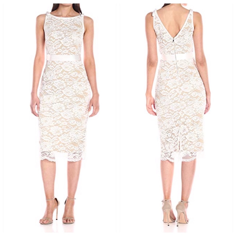 NWT ABS Allen Schwartz Ivory Lace Sheath Dress